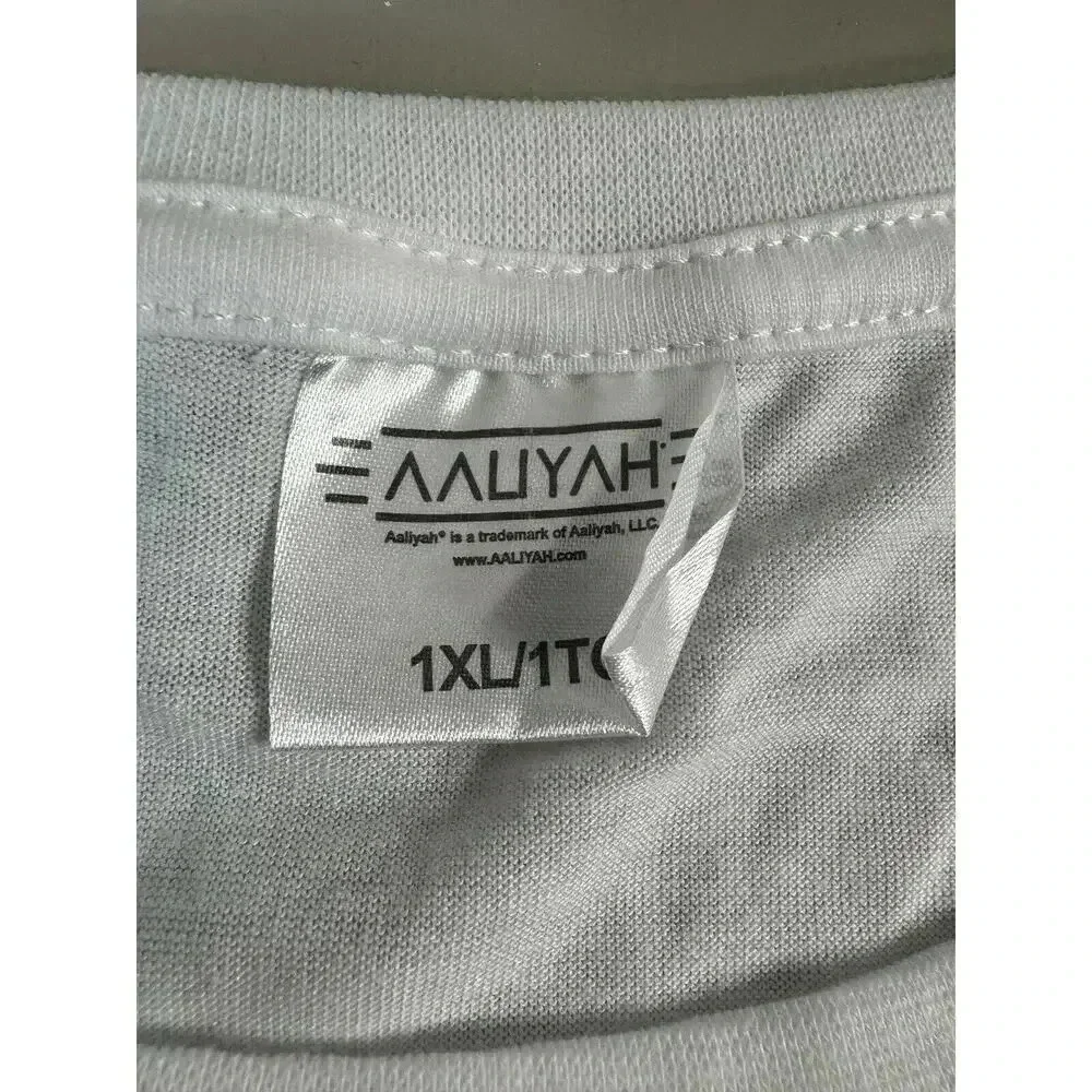 Aaliyah Womens T-Shirt Size 1X White Short Sleeve 90s Hip Hop R&B Plus Babydoll - Picture 3 of 9